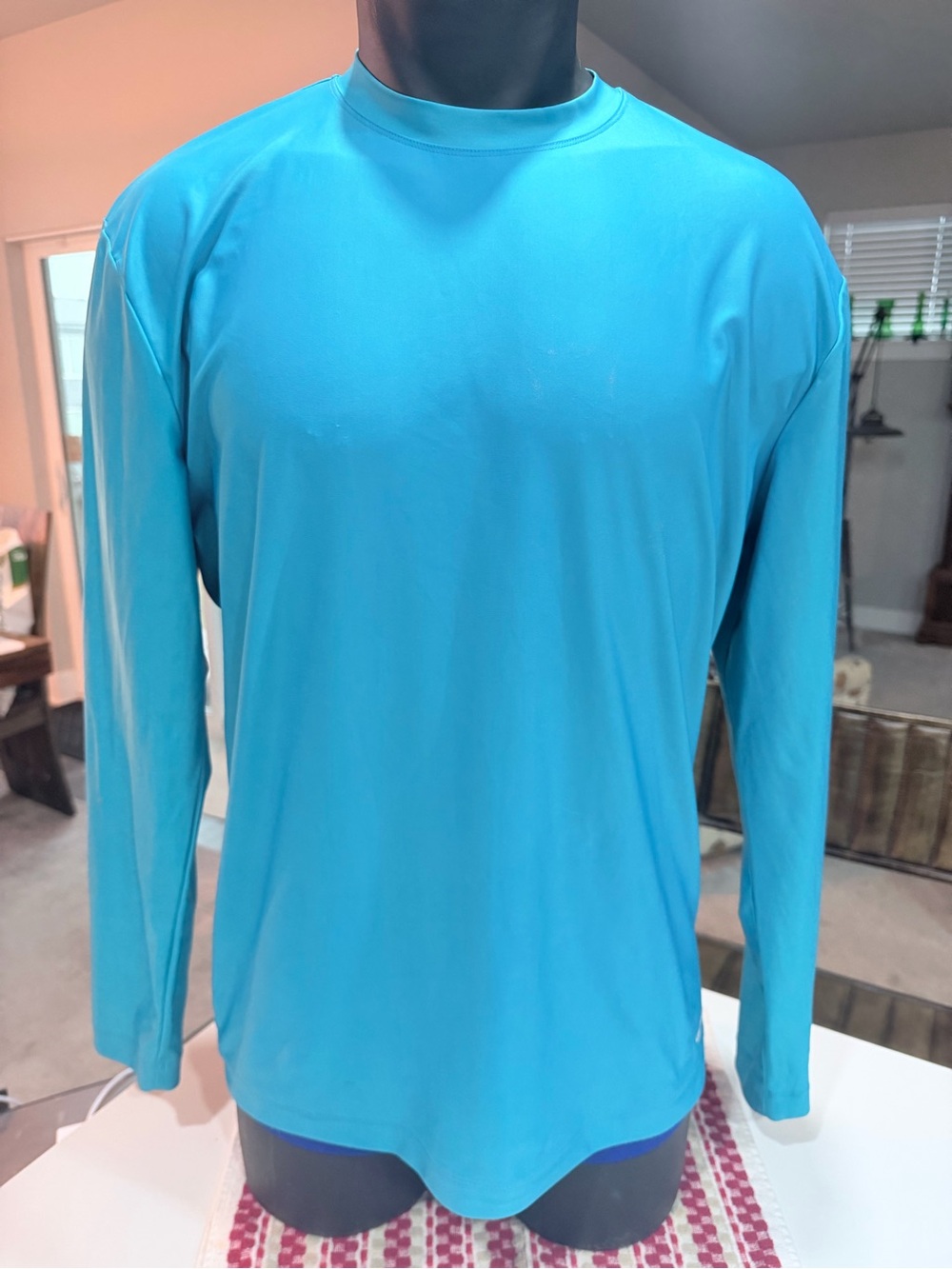 Men's Long Sleeve Active Crewneck Shirt - Turquoise